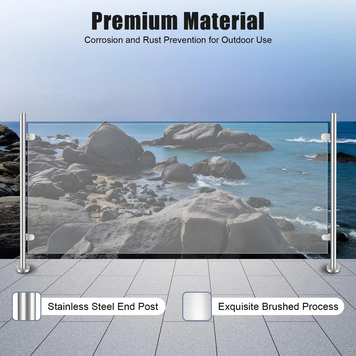 Stainless Steel Handrail Support Glass Railing Post Balcony Deck