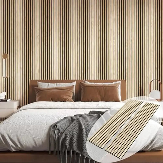 Interior Wood Acoustic Wall Panels 12.6" x 94.5" 2-Pack Genuine Oak Veneer Groove