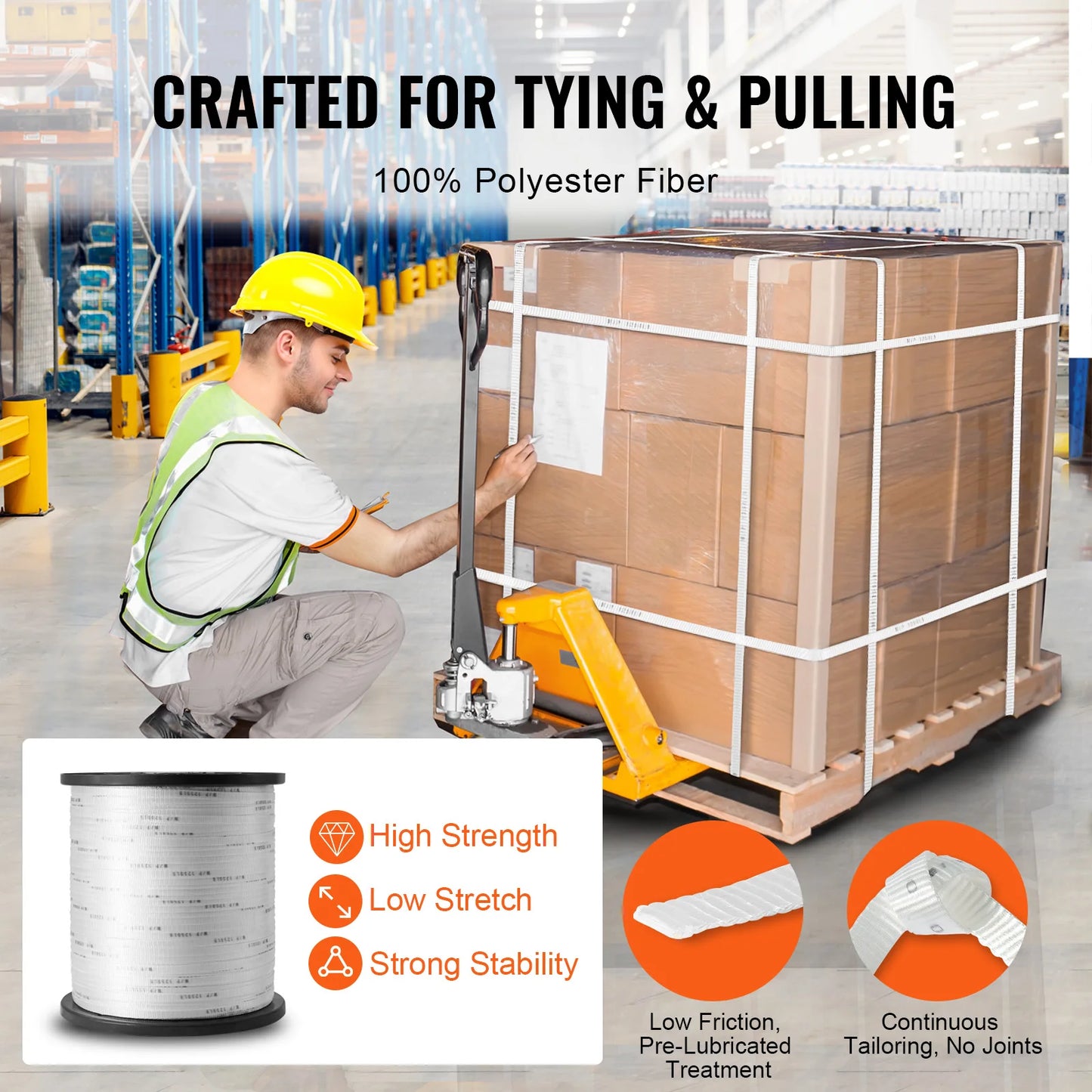 VEVOR Polyester Pull Tape Mule Flat Rope