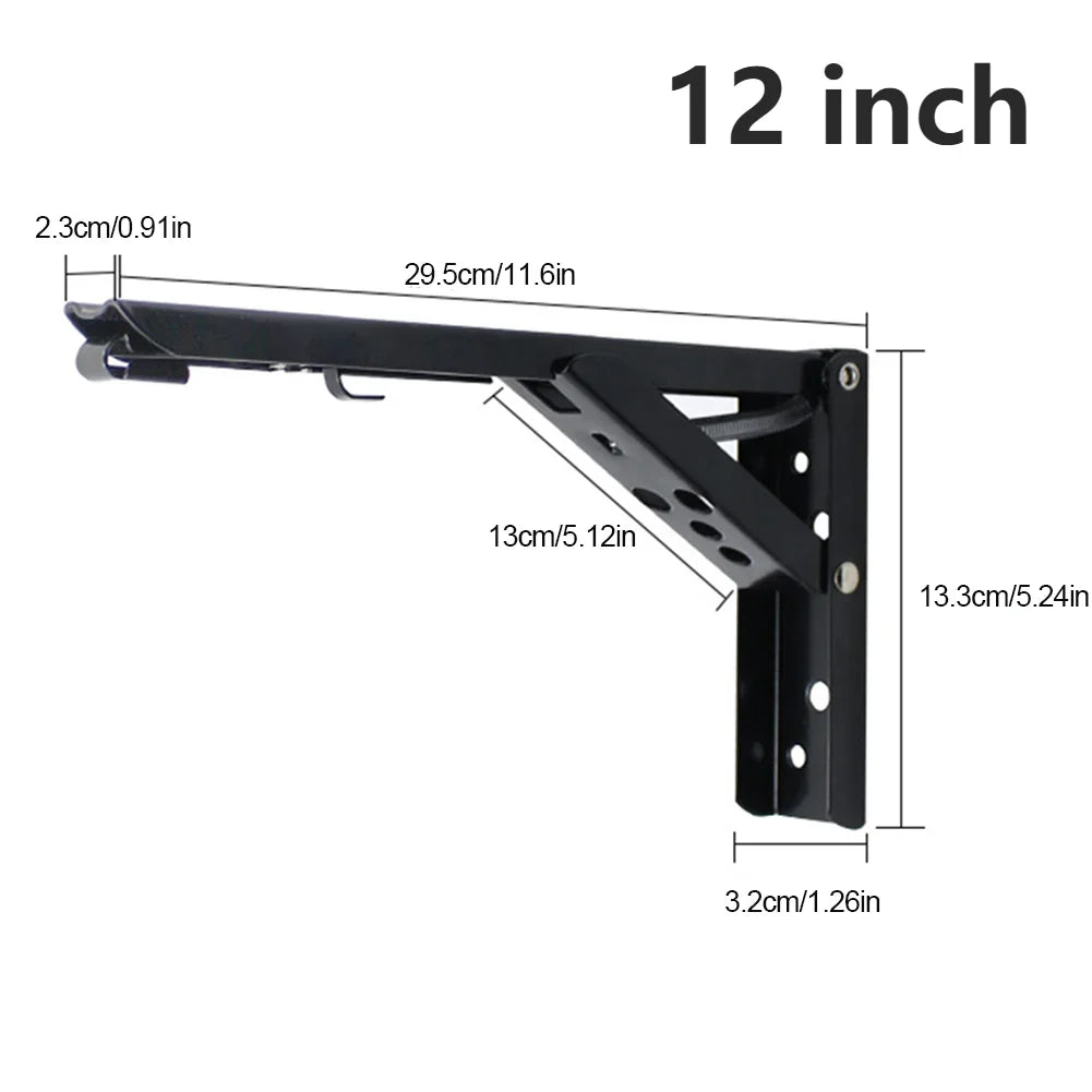 Black Triangle Folding Angle Bracket Heavy Support Adjustable