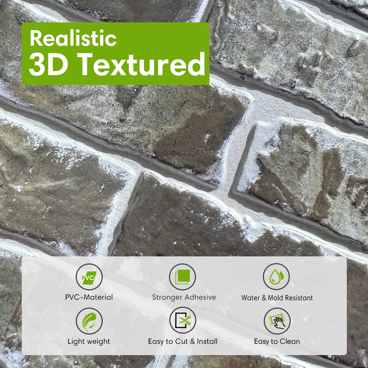 10pcs 3D Faux Brick Wall Panels, Tile Stickers Waterproof