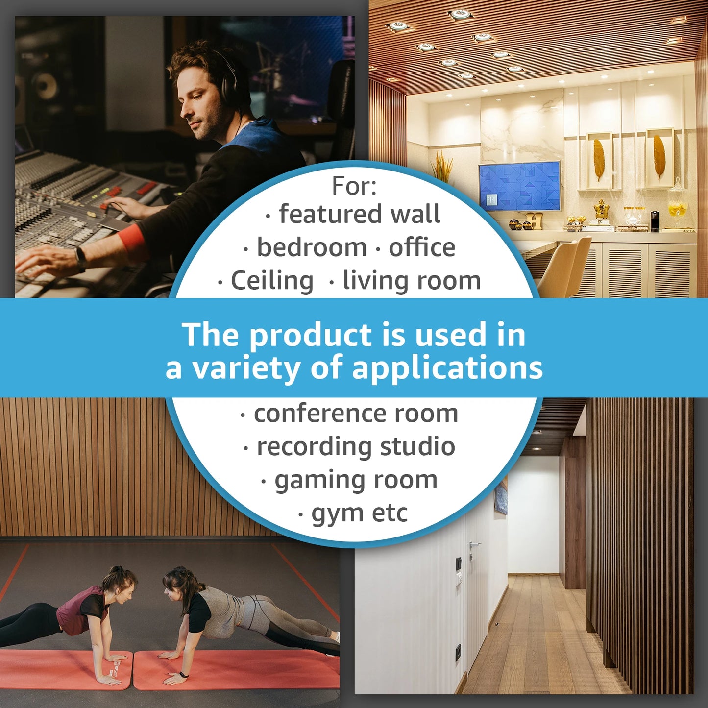 Art3d 2PCS Wood Slat Acoustic Panels 3D Fluted Sound Absorbing Wall Panel