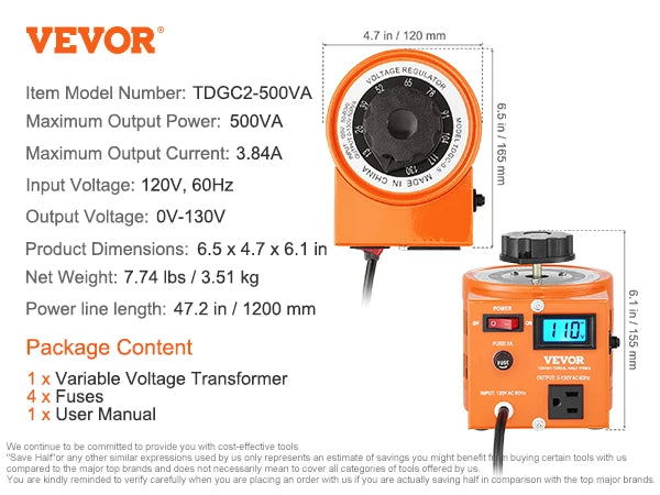 500VA-3000VA Auto Variable Voltage Transformer