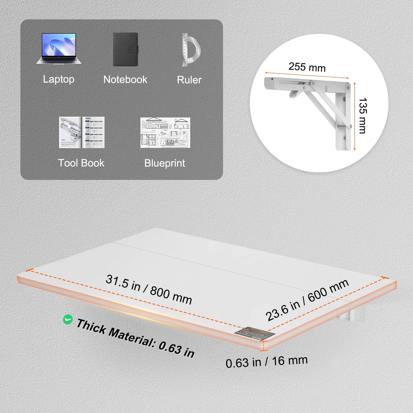VEVOR Folding Table Wall Mounted Floating Computer Desk