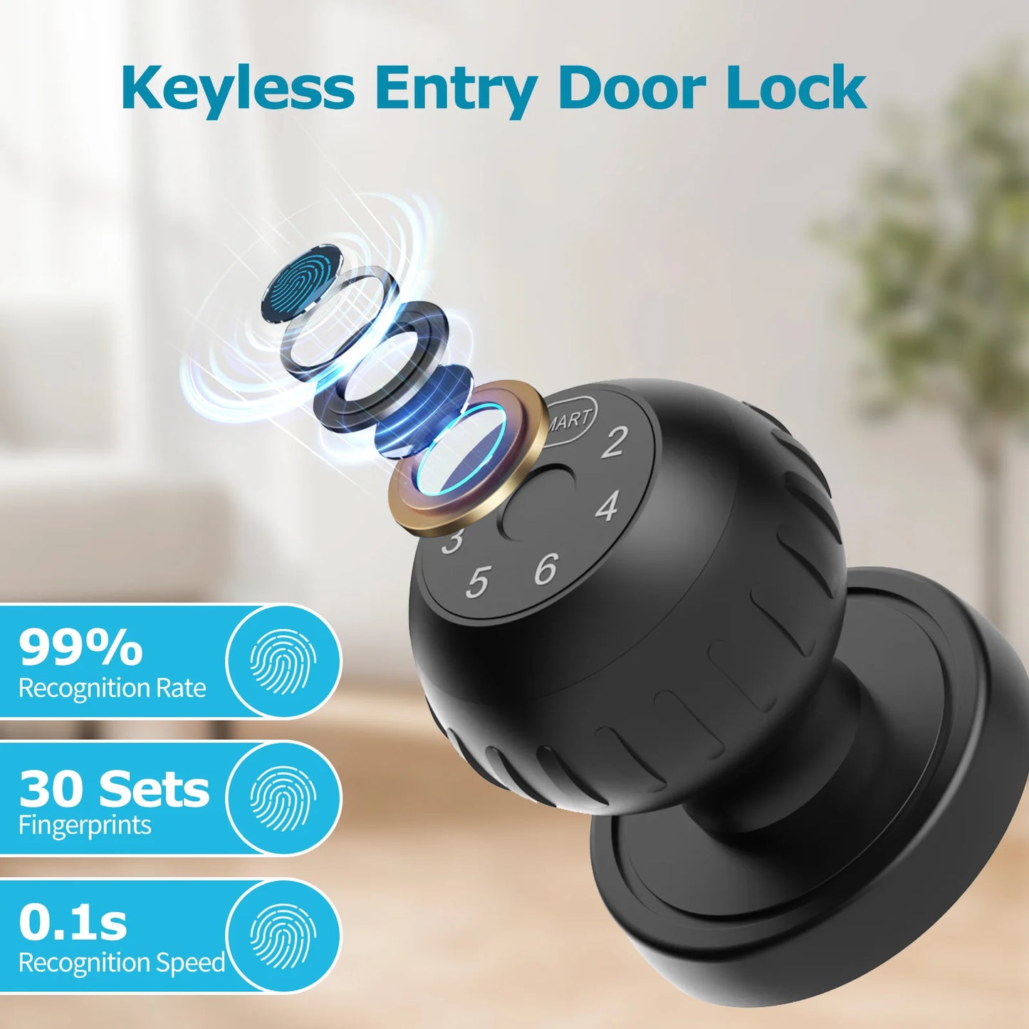 Smart Lock Fingerprint Door Lock  Electronic Touchscreen Keypad Indoor