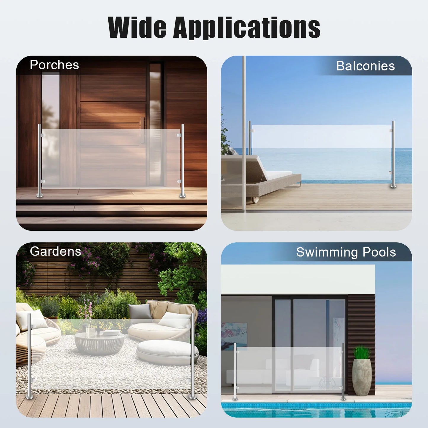 Stainless Steel Handrail Support Glass Railing Post Balcony Deck