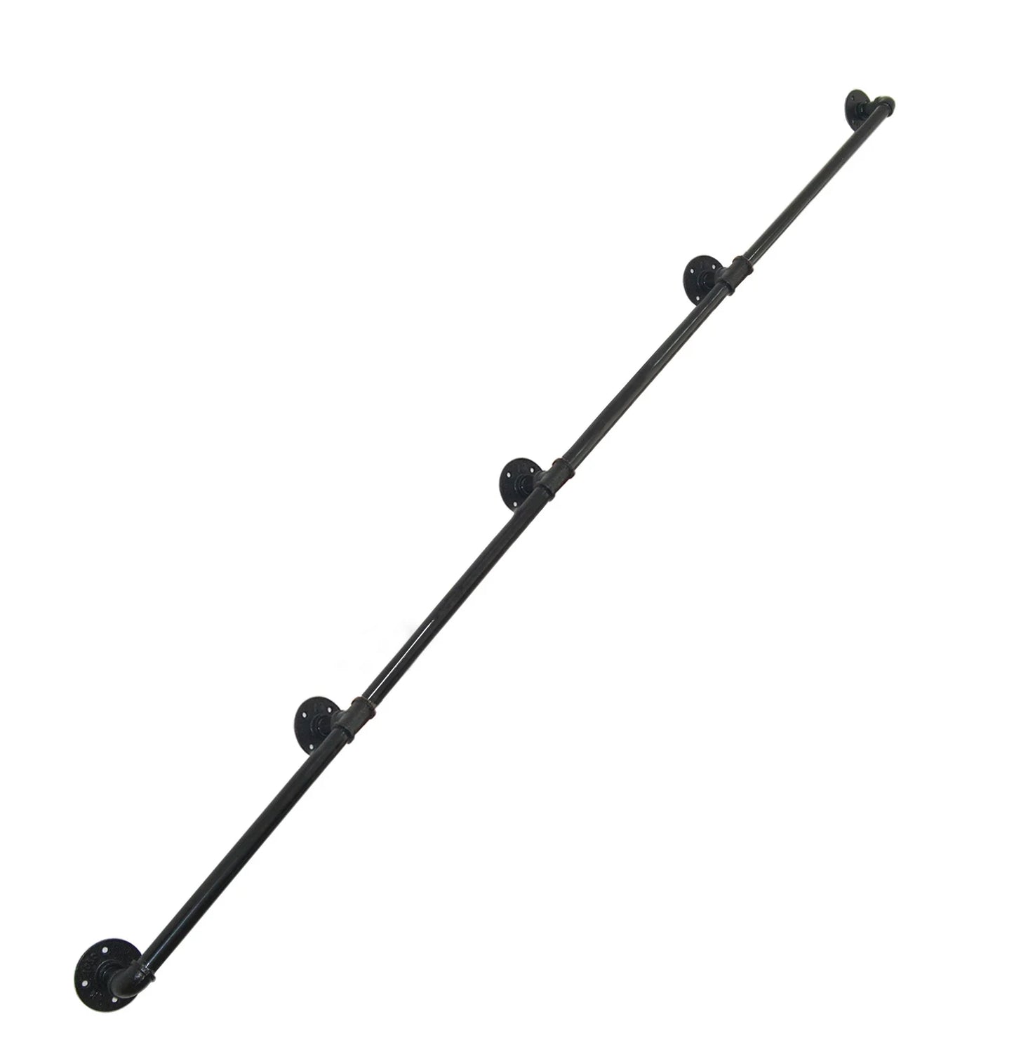 DIYHD Stair Black Pipe Handrail with Wall Mount Supports