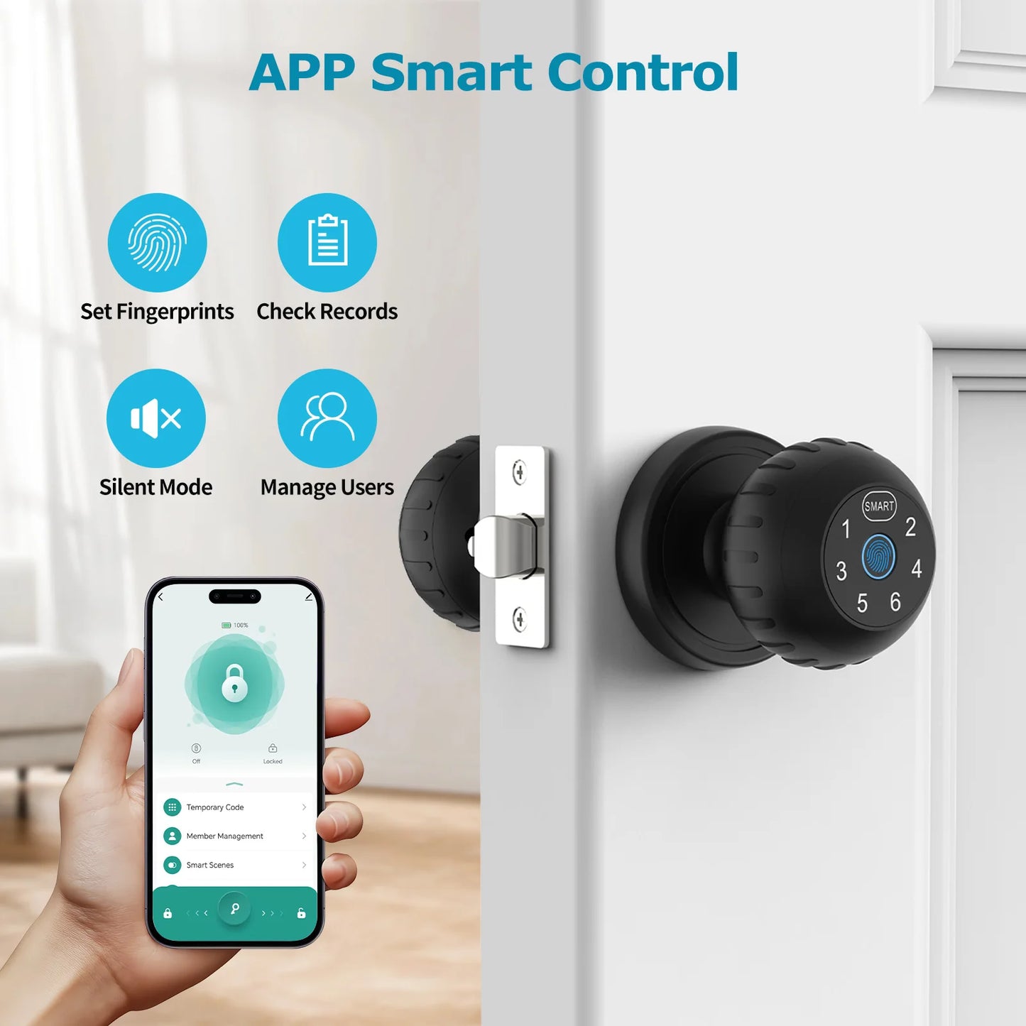 Smart Lock Fingerprint Door Lock  Electronic Touchscreen Keypad Indoor