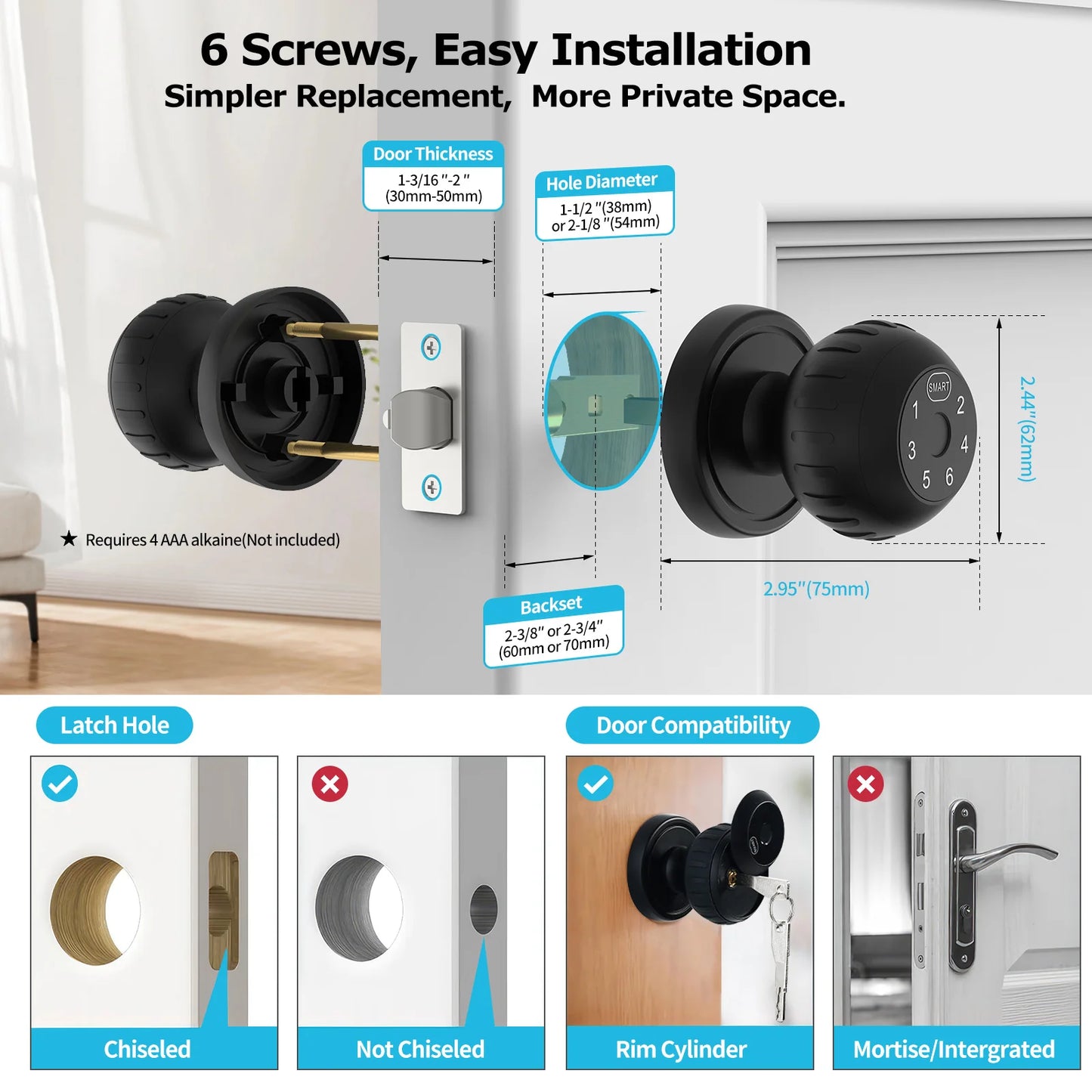 Smart Lock Fingerprint Door Lock  Electronic Touchscreen Keypad Indoor