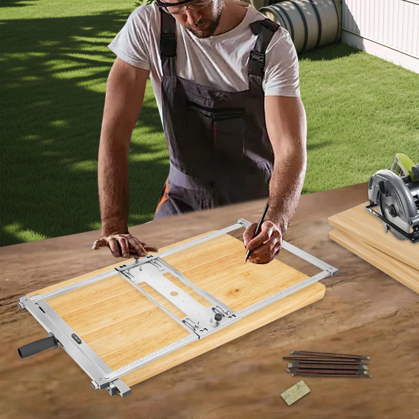 Stainless Steel Circular Saw Edge Guide, Adjustable Cutting Board