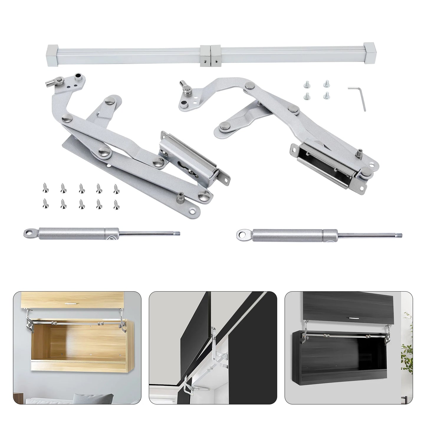 Cabinet Door Hinges Folding Lift up Top Table Vertical Swing Lift Up Stay Pneumatic Arm Kitchen Mechanism Hinges Durable Silent