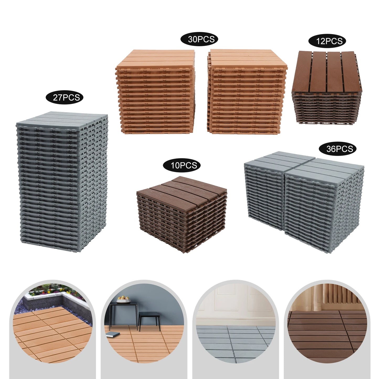 Interlocking Deck Tiles for Outdoor  Waterproof Flooring Anti-Slip
