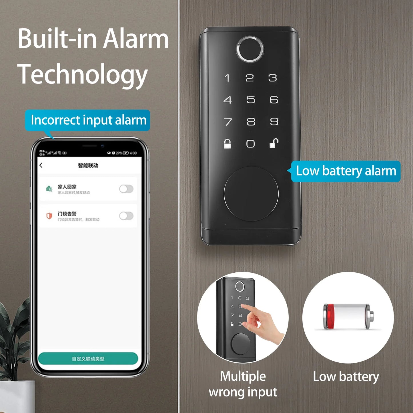 Smart Fingerprint Door Lock Front Door Electronic Keyless Entry