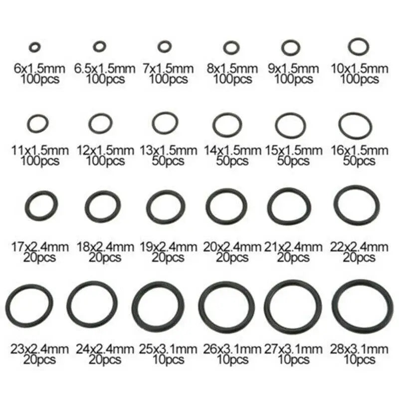 1200pcs NBR O-ring set nitrile rubber black O-ring oil-resistant