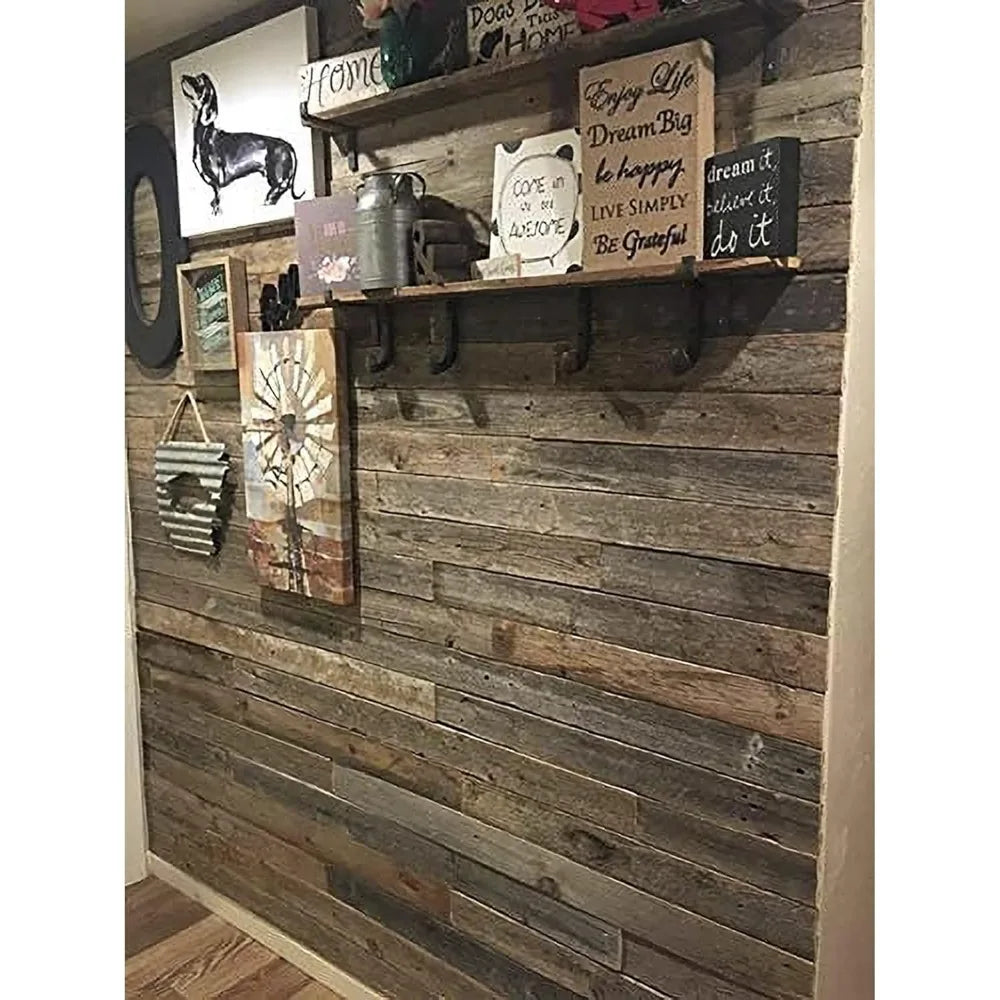 Wood Real Wood Peel & Stick 2 & 4 Foot Length Rustic Reclaimed Naturally Weathered Barn Wood Accent Paneling Planks for Walls