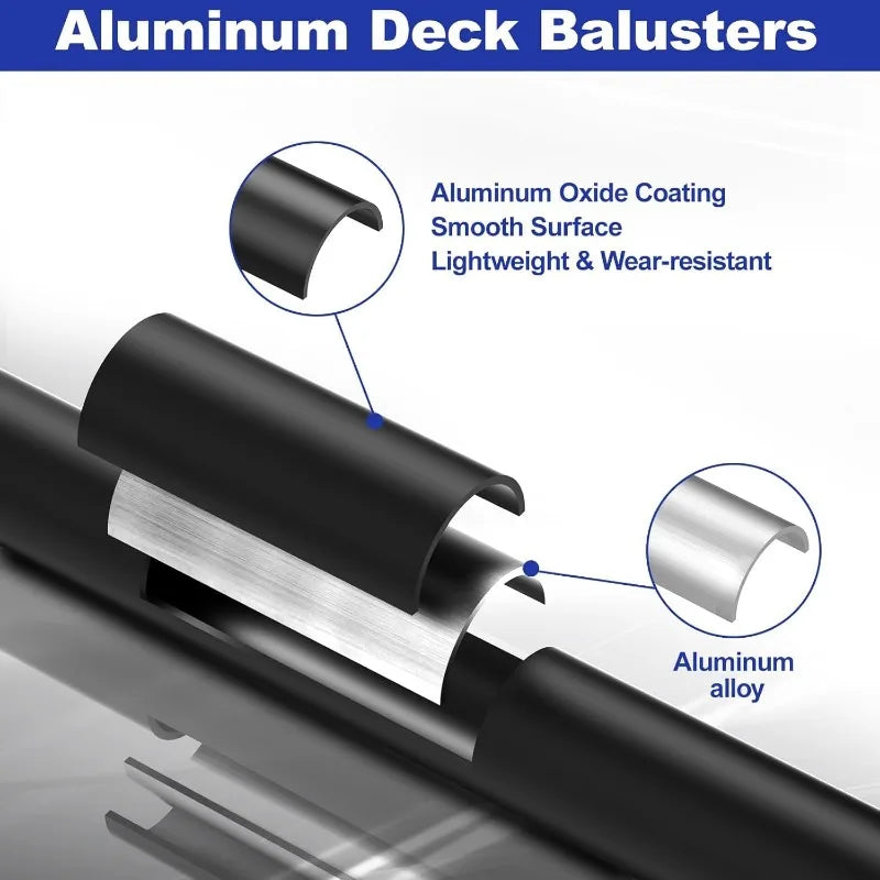 120 Pack 36" Aluminum Deck Balusters with Anti-UV Baluster Connectors