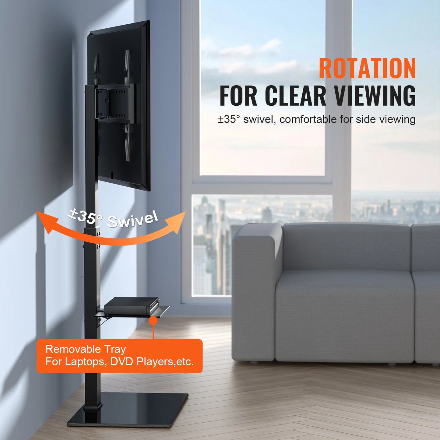 VEVOR TV Stand Mount Swivel Tall TV Stand, TV Height Adjustable Portable