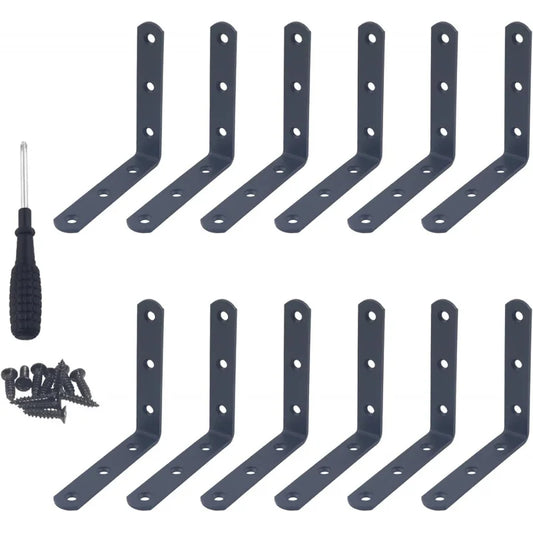 12Pcs Stainless Steel L Shaped Right Angle Connector Corner Bracket