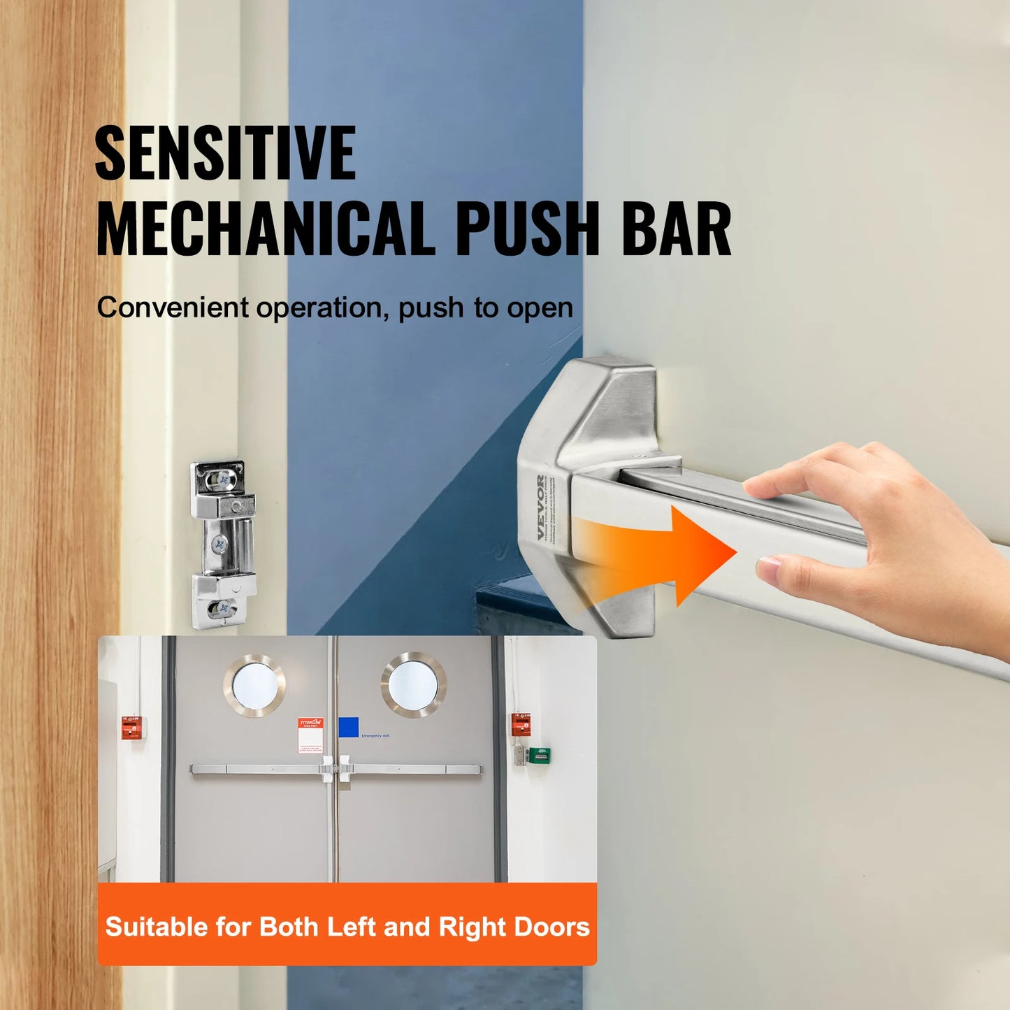 VEVOR Push Bar Door Locks Stainless Steel Panic Bars for Exit Doors