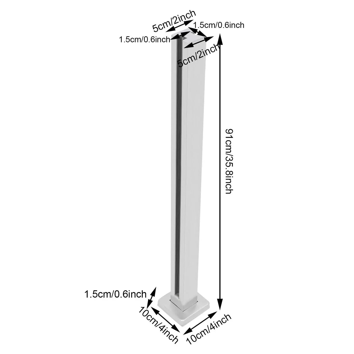 35.8" Glass Railing Mid Post 304 Stainless Steel Balustrade for Balcony Stairs