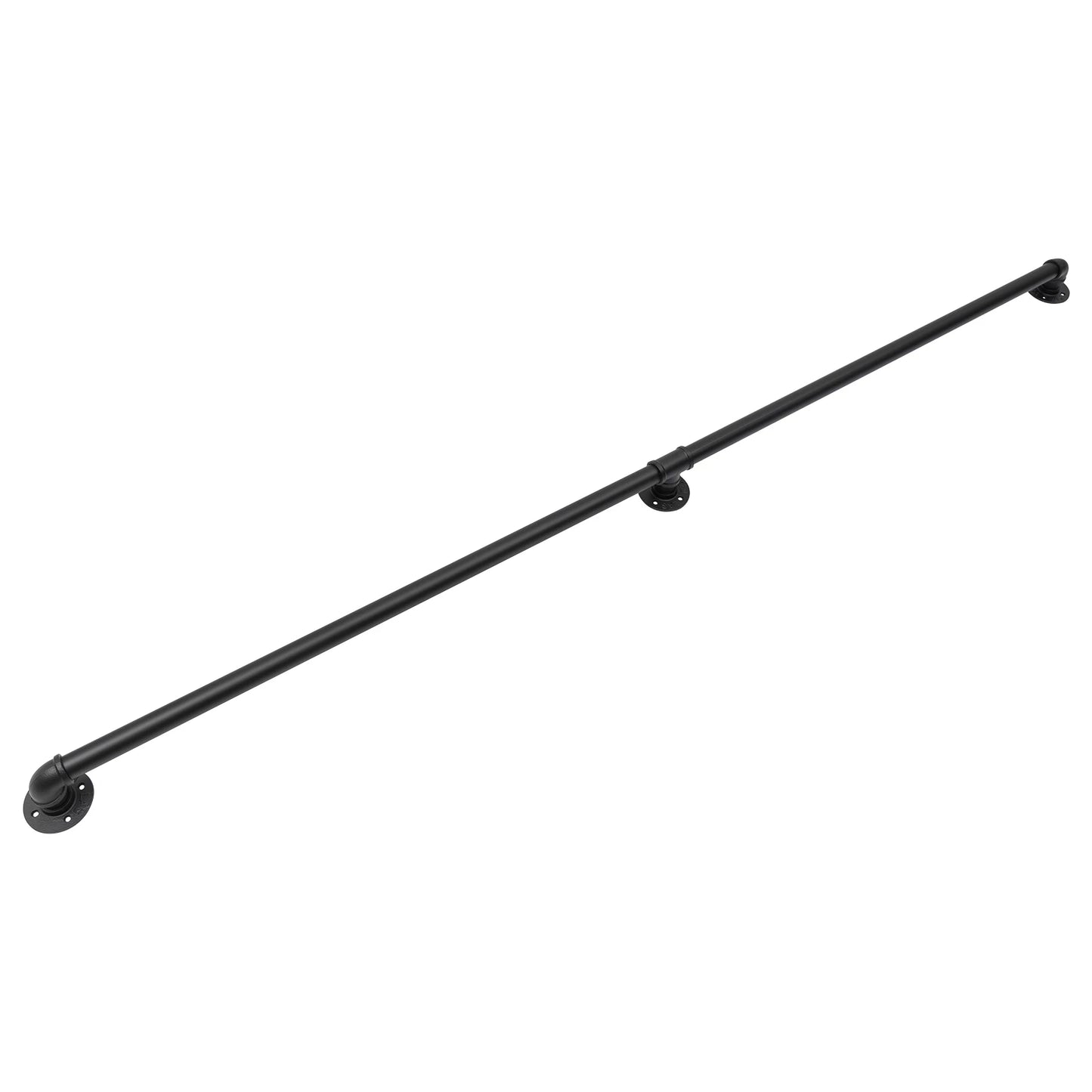Sturdy Metal Stair Railing with Galvanized Iron Pipes, Black Industrial Style