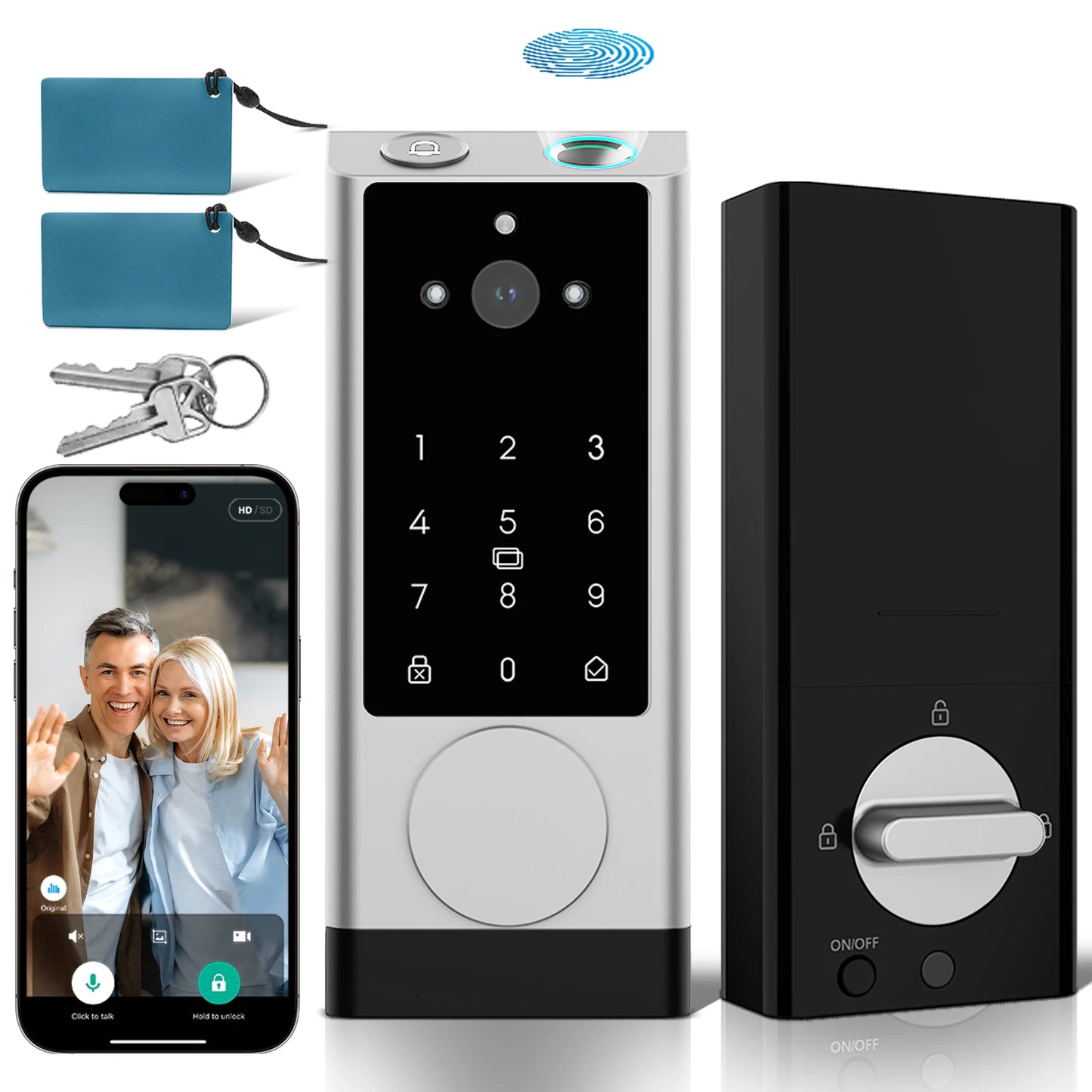 Smart Lock Keyless Entry Door Lock With Doorbell WiFi Fingerprint