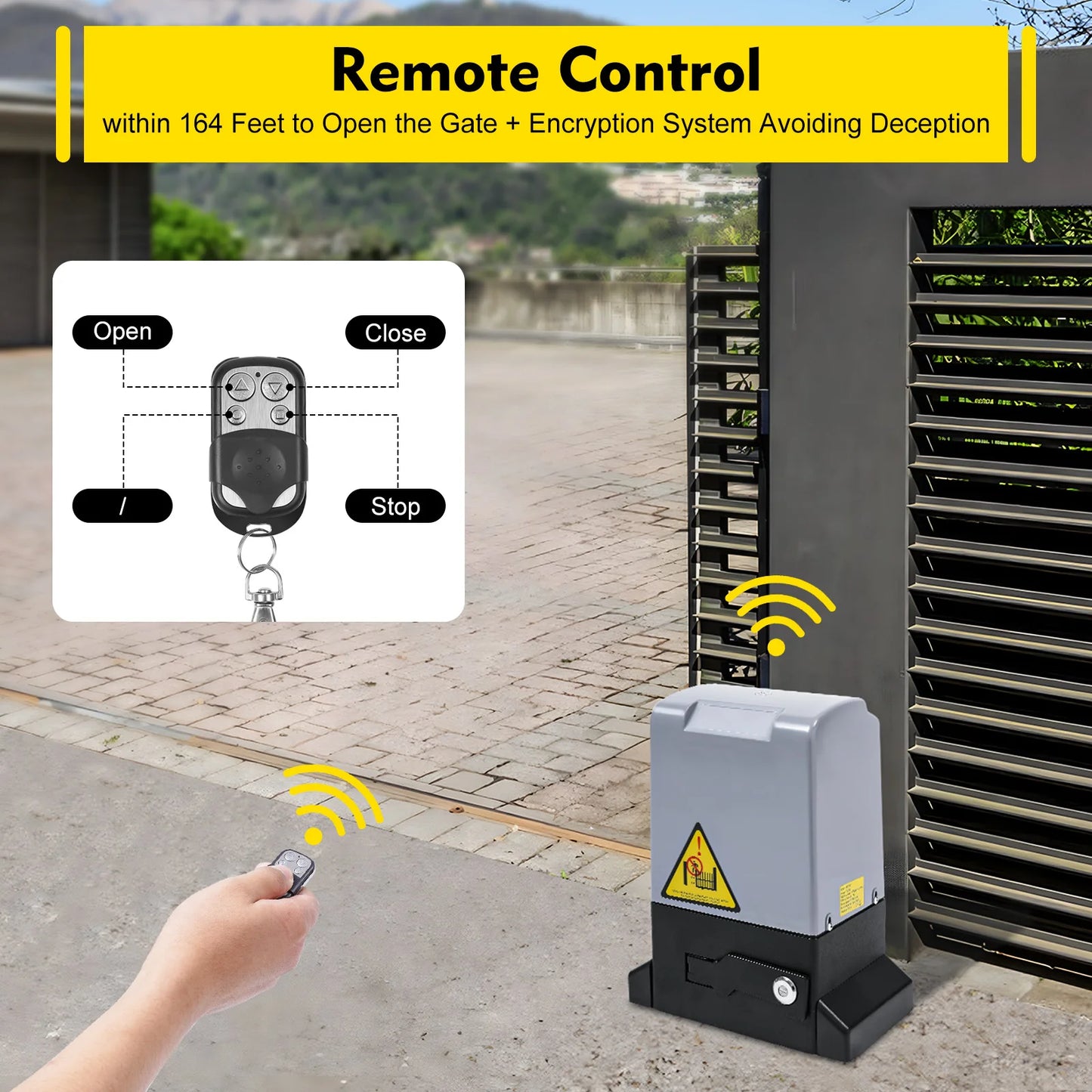 Automatic Sliding Gate Openers Electric Sliding Gate Electric Rolling Driveway Slide Gate Motor Waterproof (4400lbs 750W)