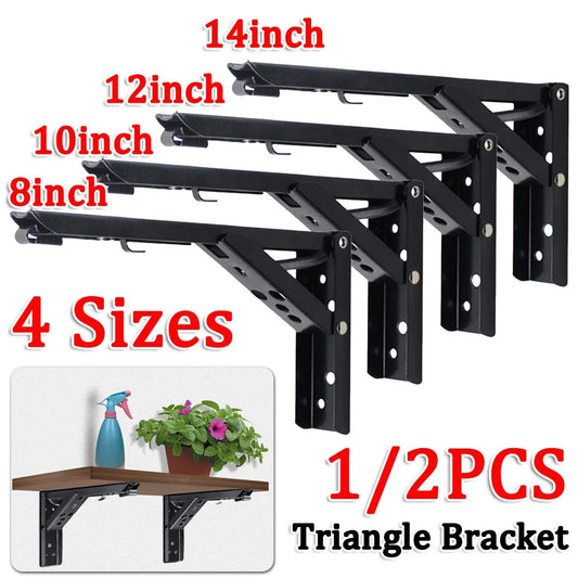 Black Triangle Folding Angle Bracket Heavy Support Adjustable