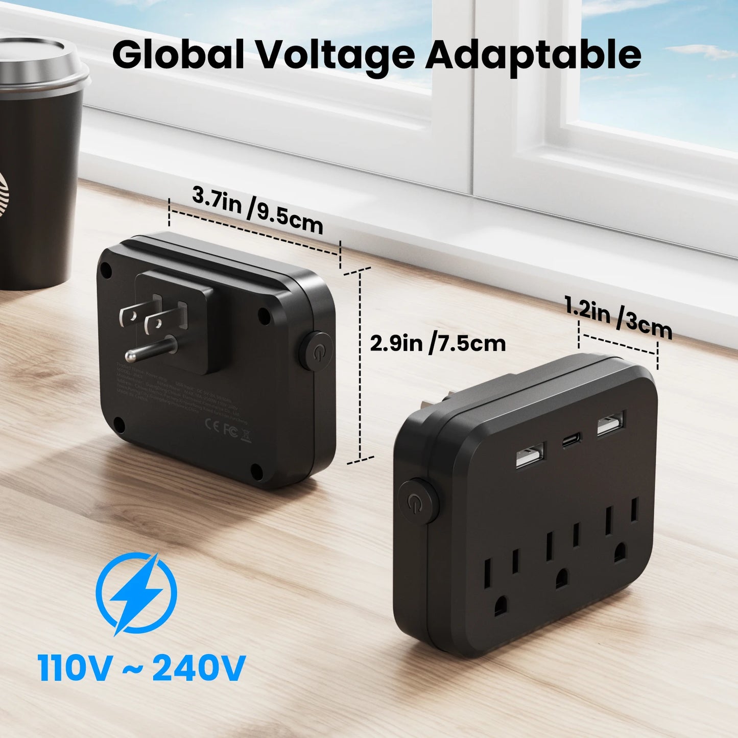3 Pcs Mini Portable Switched 6-in-1 Multi-Function Power Outlet