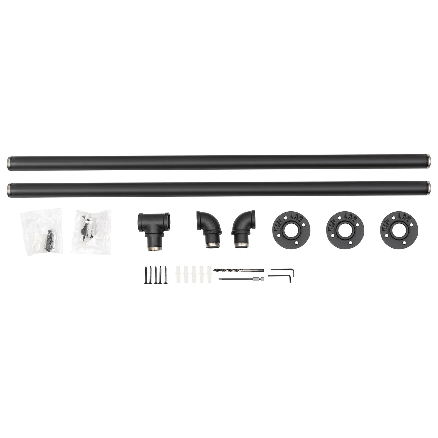 Sturdy Metal Stair Railing with Galvanized Iron Pipes, Black Industrial Style