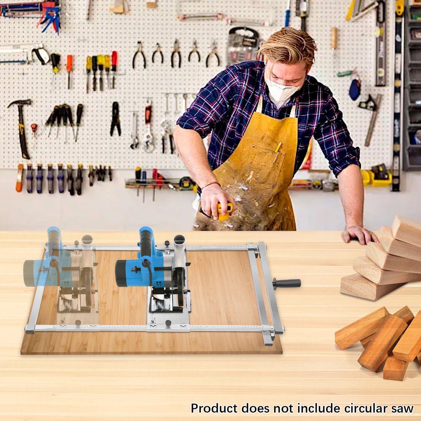 Stainless Steel Circular Saw Edge Guide, Adjustable Cutting Board