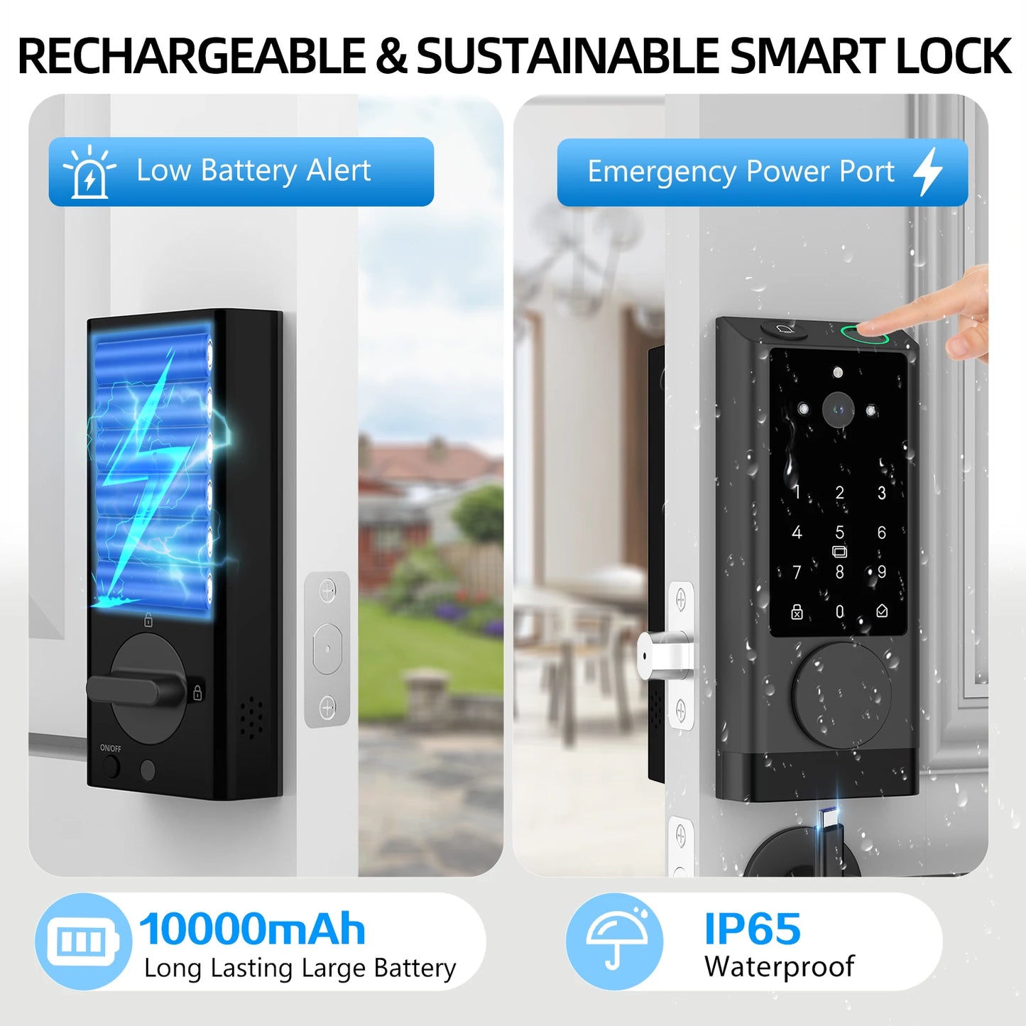 Smart Lock Keyless Entry Door Lock With Doorbell WiFi Fingerprint
