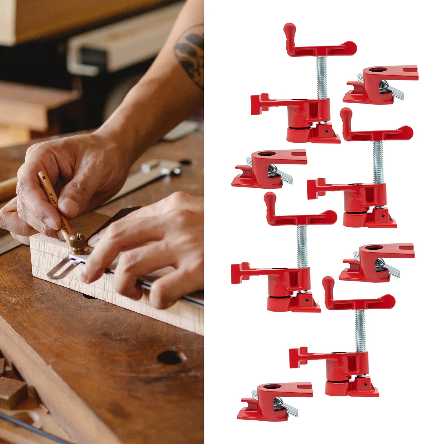 4-Pack Wood Gluing Pipe Clamp 3/4" Heavy Duty