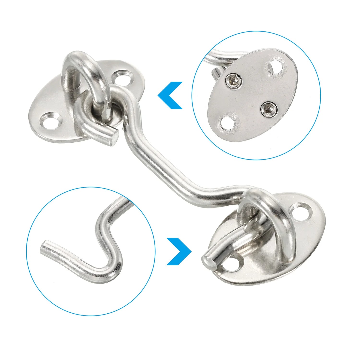 5 Pack 3/4/6 Inch Hook Eye Latch Stainless Steel Privacy Hook and Eye Latch