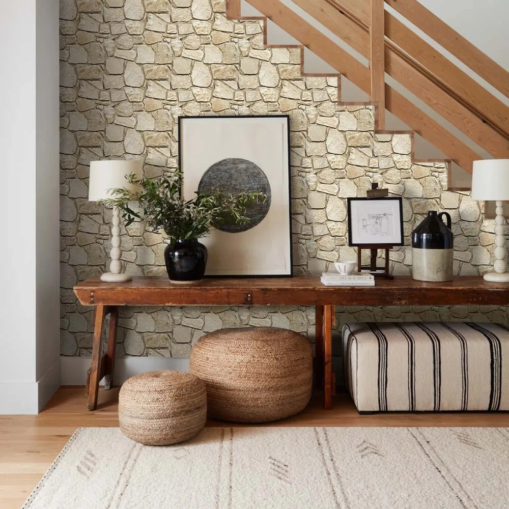 10 pcs, 3D PVC Faux Stone Waterproof Wall Panel