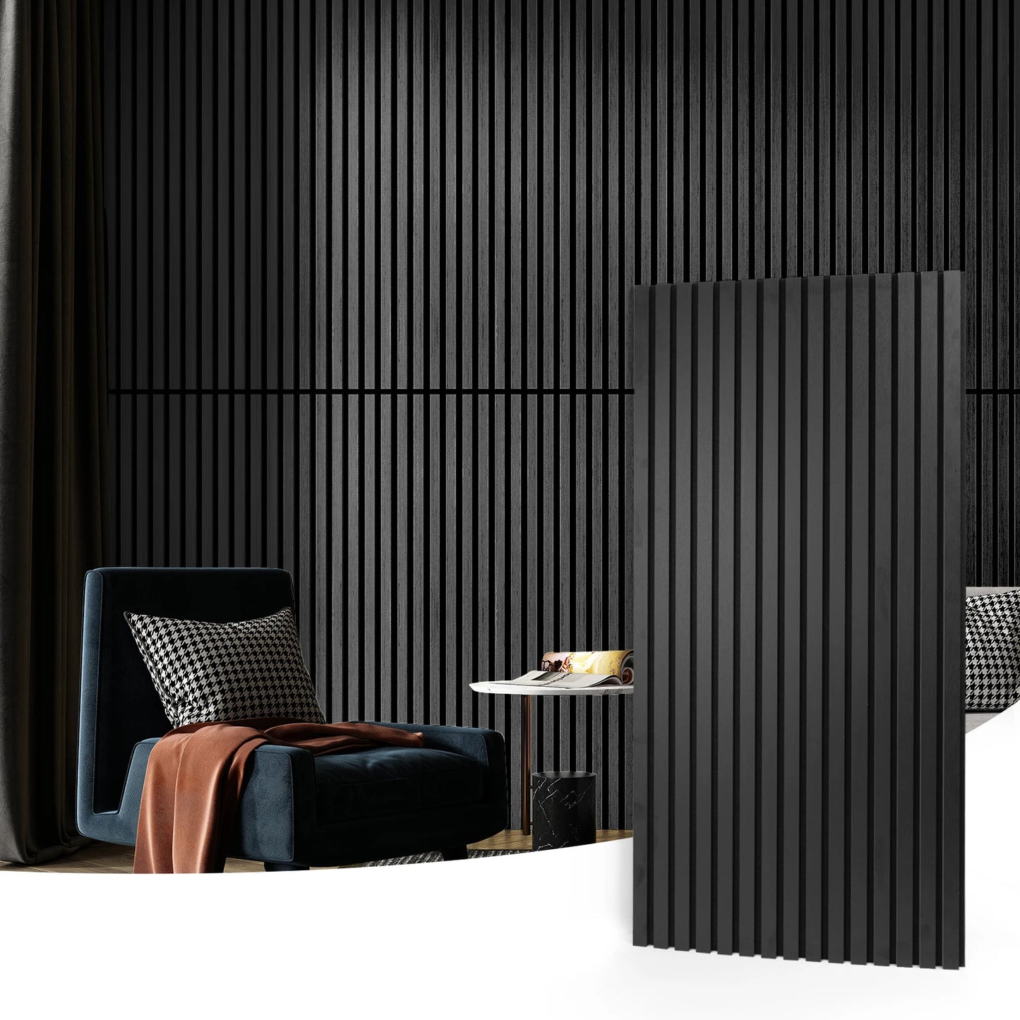 Art3d 2PCS Wood Slat Acoustic Panels 3D Fluted Sound Absorbing Wall Panel
