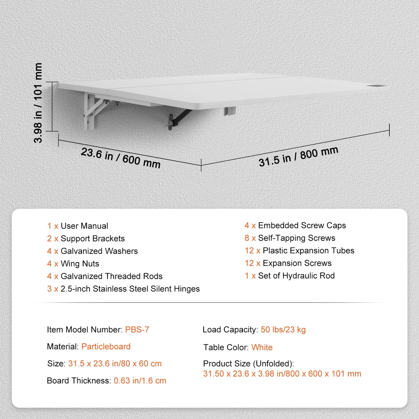 VEVOR Folding Table Wall Mounted Floating Computer Desk