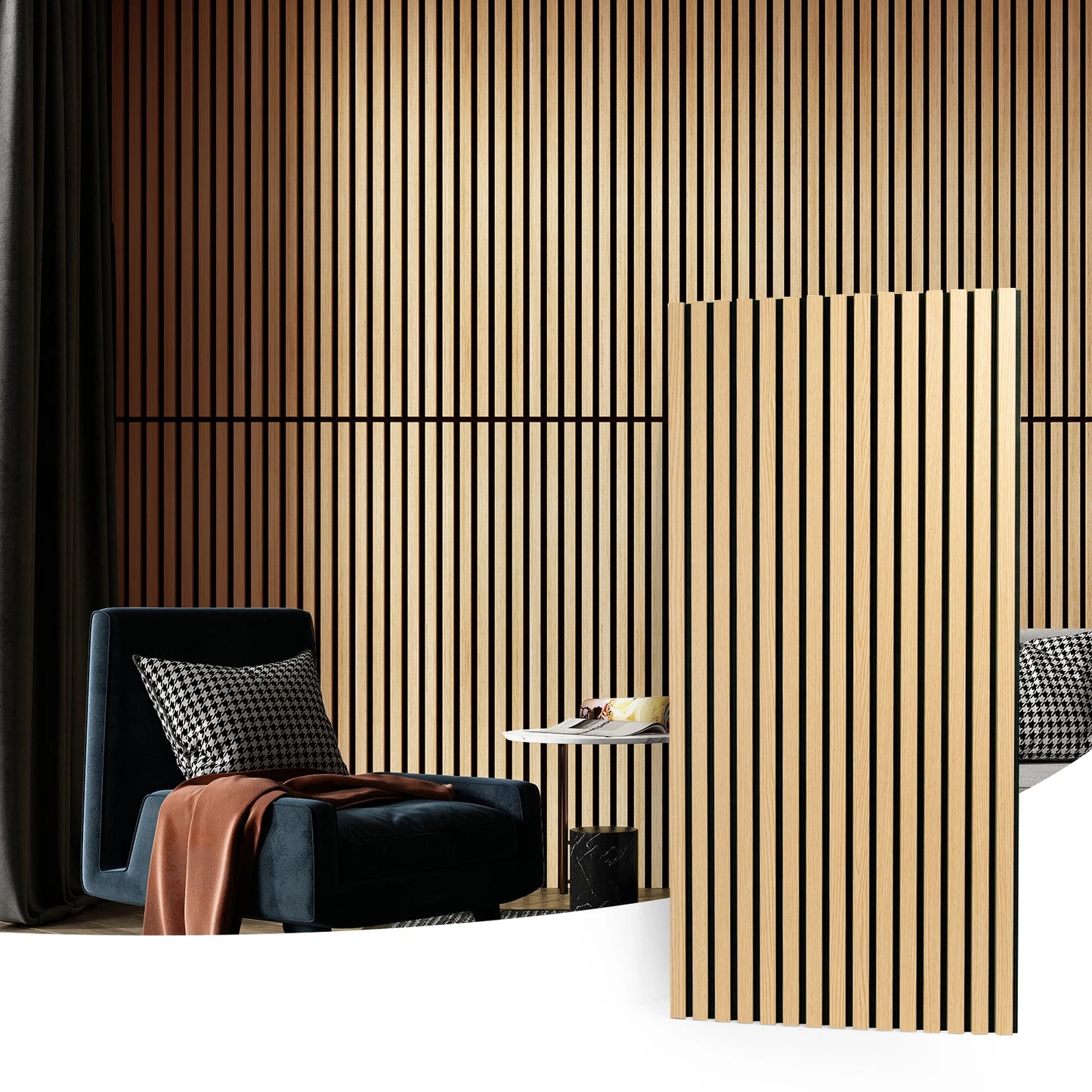 Art3d 2PCS Wood Slat Acoustic Panels 3D Fluted Sound Absorbing Wall Panel