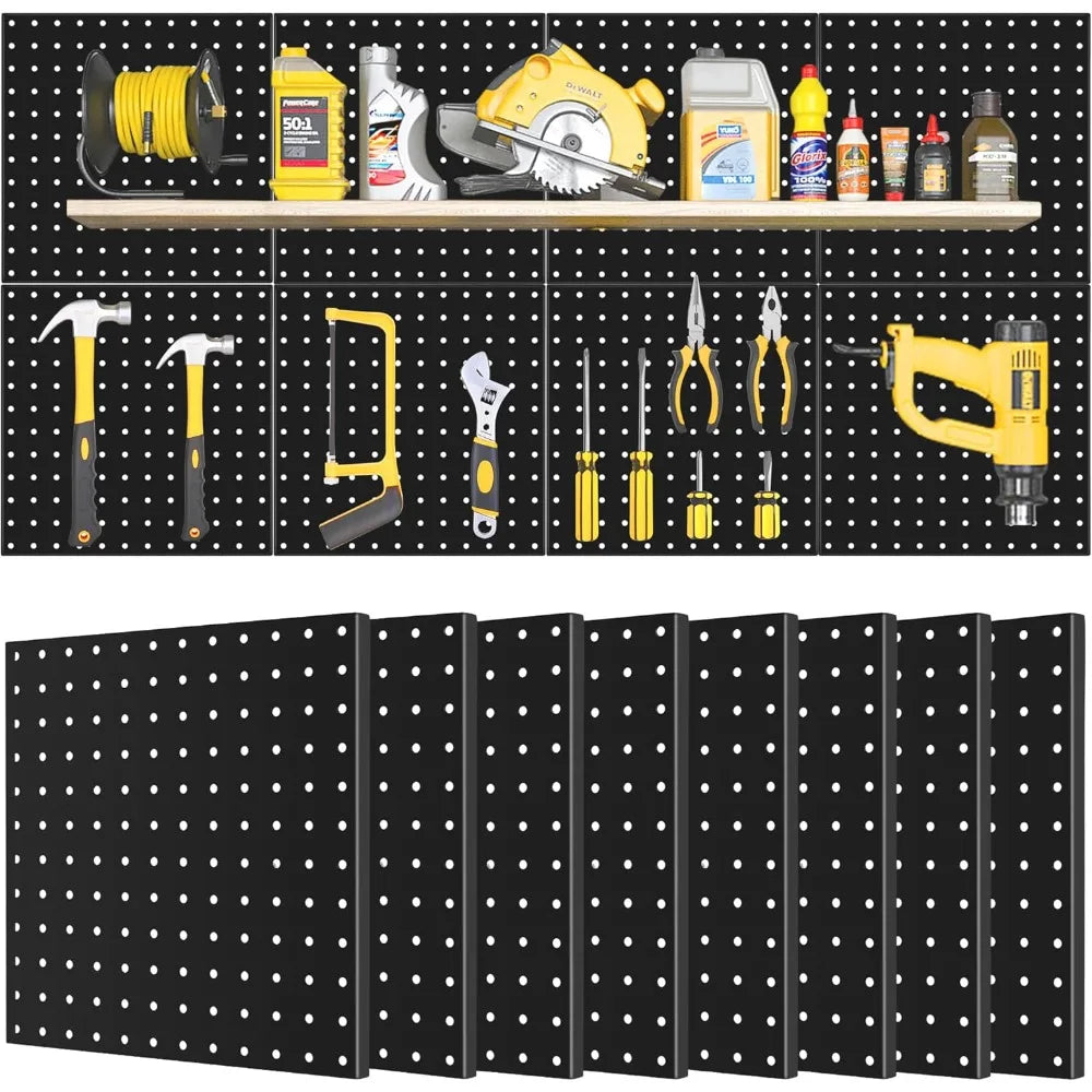 8 Packs Metal Black, Heavy Duty Steel Peg Boards