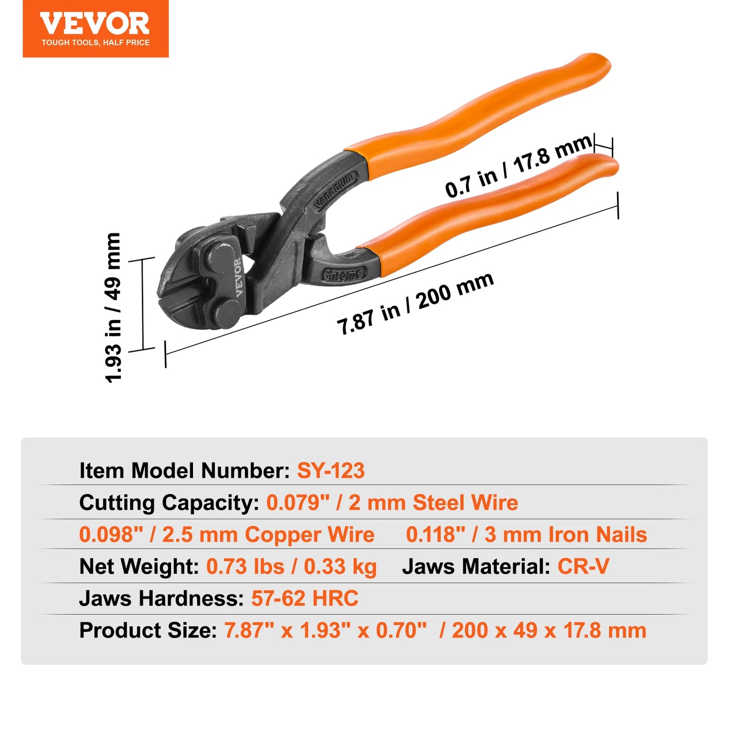 VEVOR Bolt Cutter 8in/14in/18in/24in  with Soft Rubber Grip