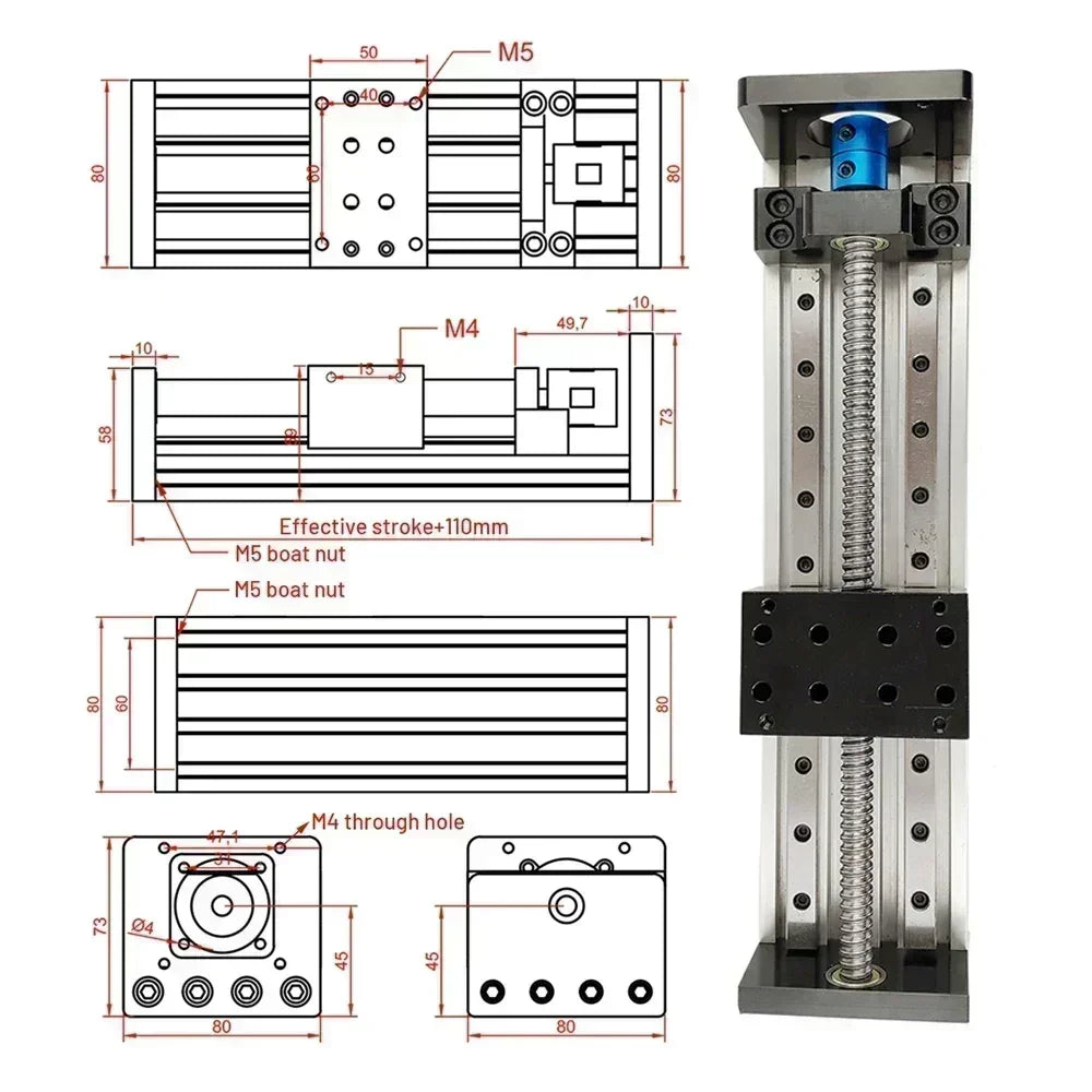 Linear Rail Motor Kit CNC Ball Screw Sliding Table Motor
