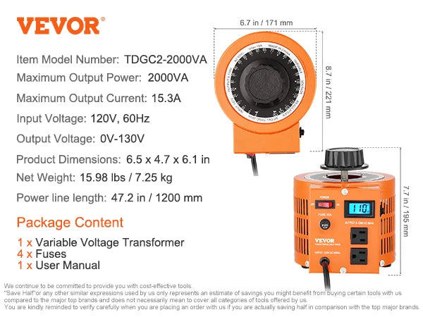 500VA-3000VA Auto Variable Voltage Transformer