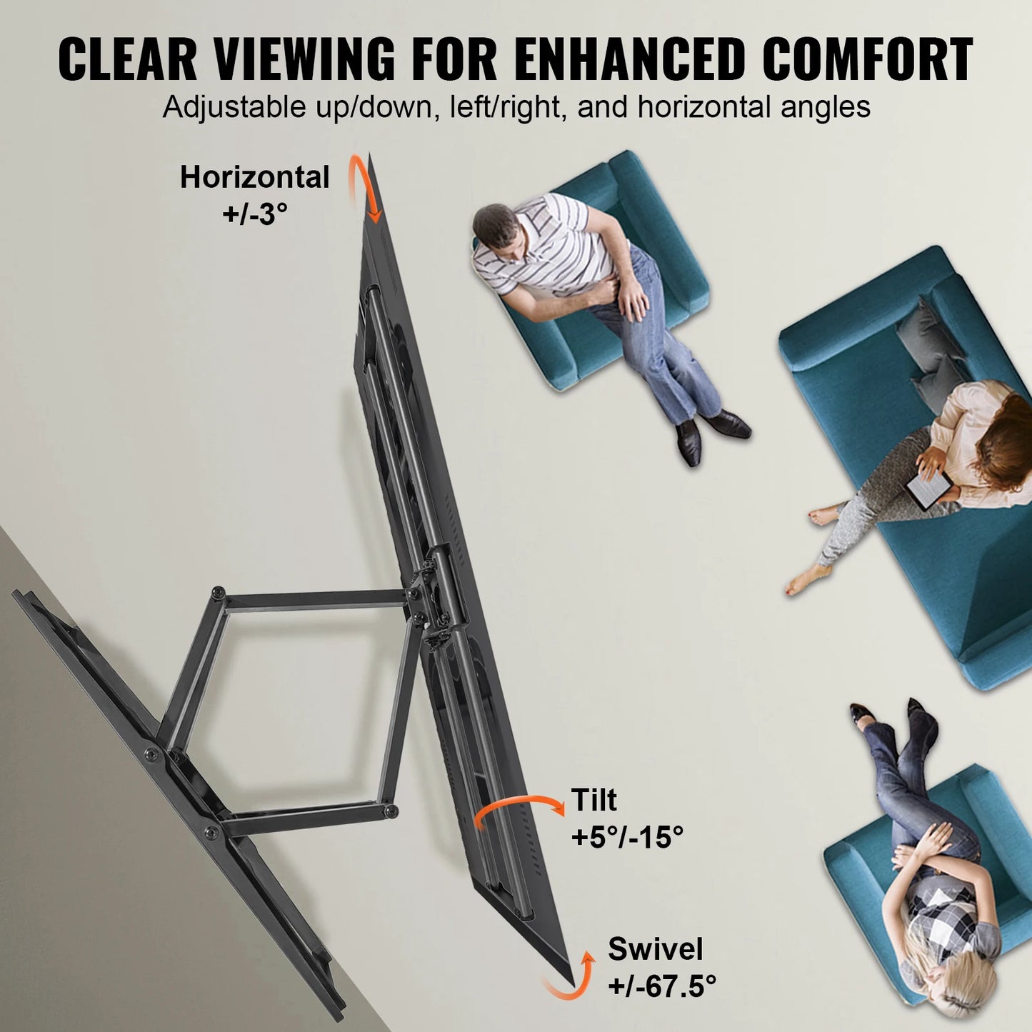 VEVOR Full Motion TV Mount Fit for Most 26-90in TVs