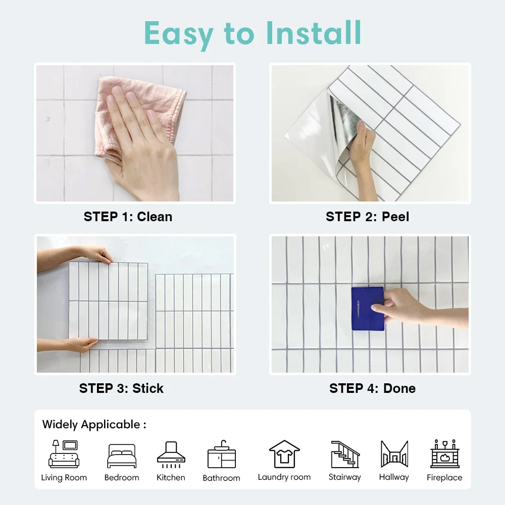 12"x 12" 10 pcs, Vinyl Self-adhesive Tile Stickers