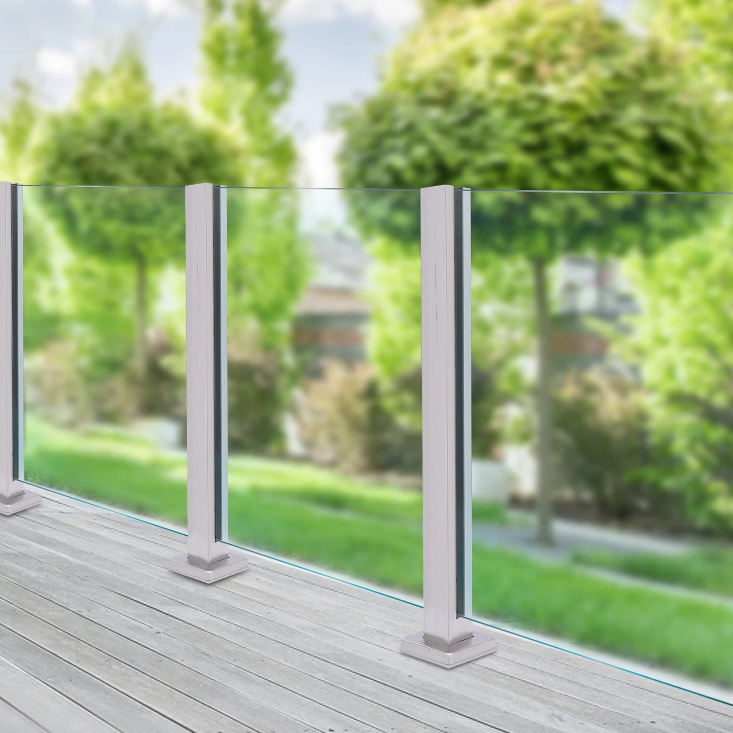 35.8" Glass Railing Mid Post 304 Stainless Steel Balustrade for Balcony Stairs