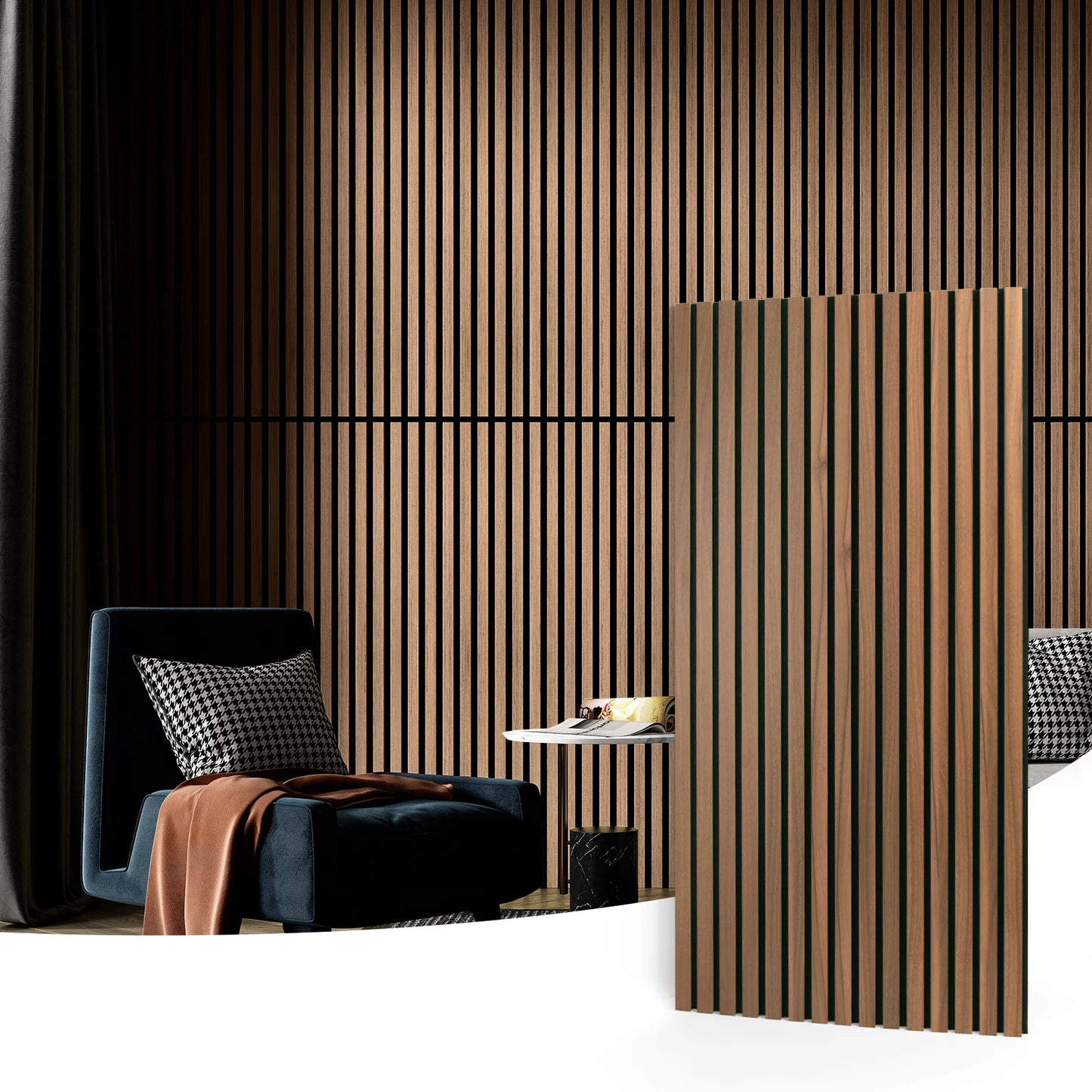 Art3d 2PCS Wood Slat Acoustic Panels 3D Fluted Sound Absorbing Wall Panel