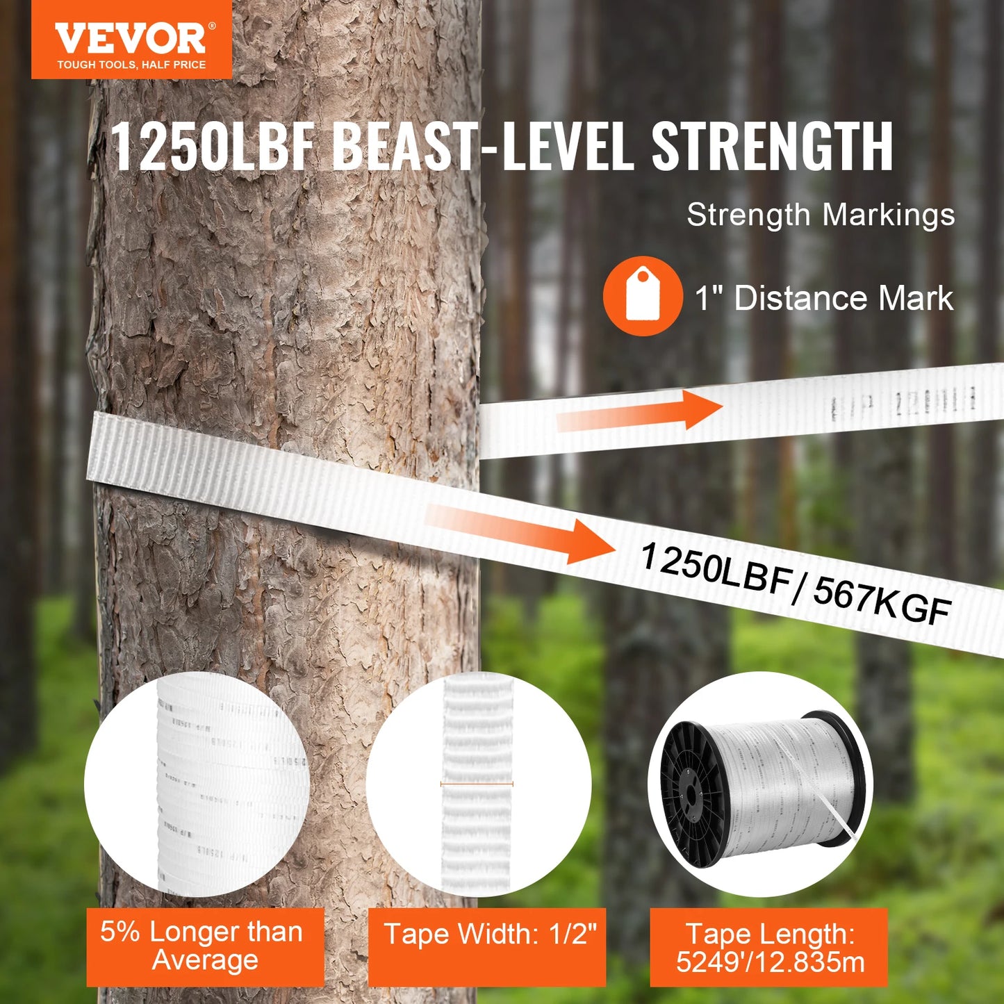 VEVOR Polyester Pull Tape Mule Flat Rope