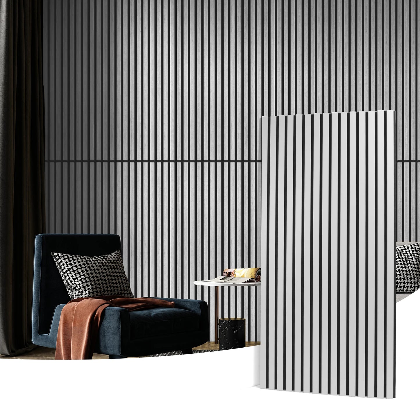 Art3d 2PCS Wood Slat Acoustic Panels 3D Fluted Sound Absorbing Wall Panel