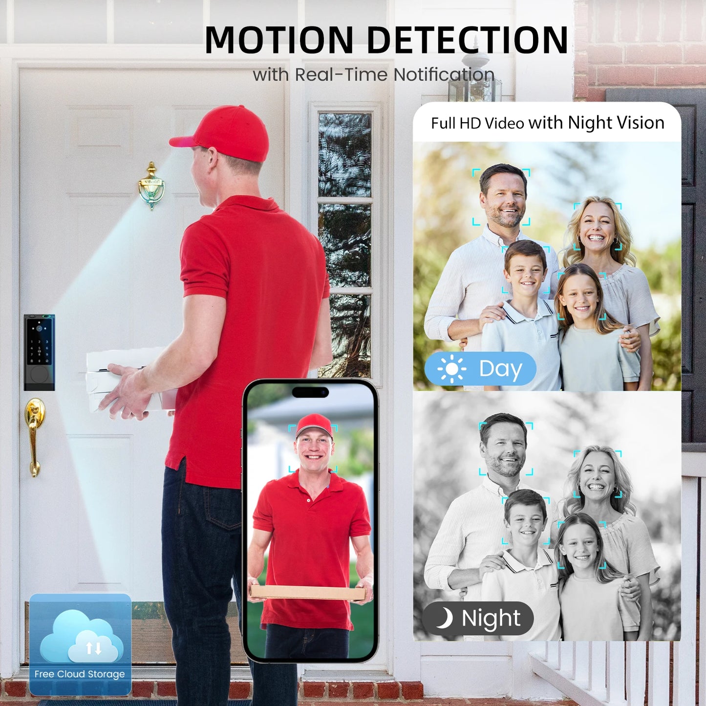Smart Lock Keyless Entry Door Lock With Doorbell WiFi Fingerprint