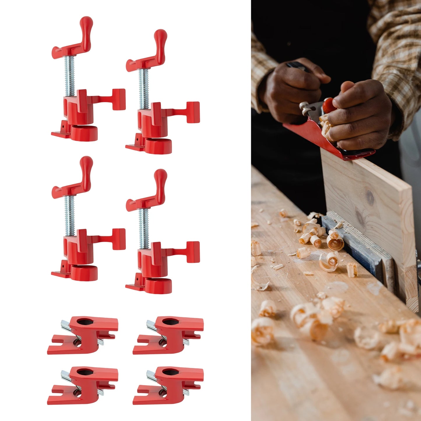 4 Pack 3/4" Wood Gluing Pipe Clamp Set Heavy Duty  Quick Release